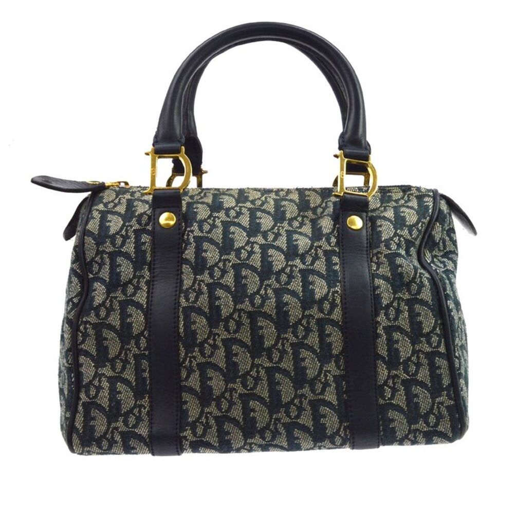Christian Dior Vintage Trotter Boston Diorissimo Canvas Navy Canvas Handbag